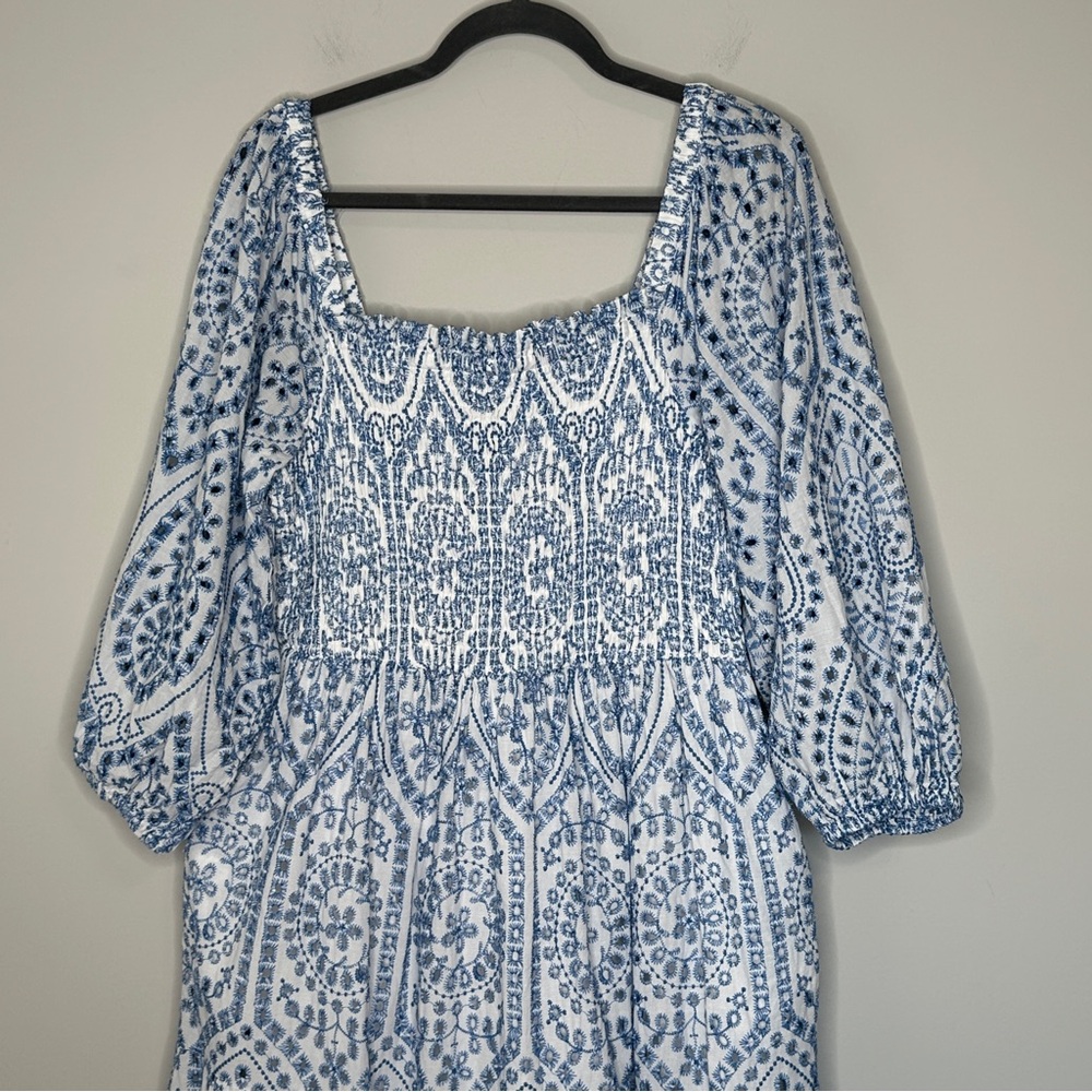 City Chic Brodie 2 Tone Eyelet Maxi Dress Cottagecore Preppy Size Small (16) - Picture 7 of 15